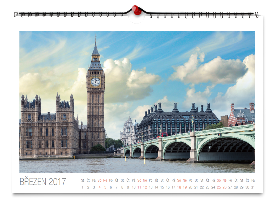 Nástěnný kalendář z vlastních fotek na šířku